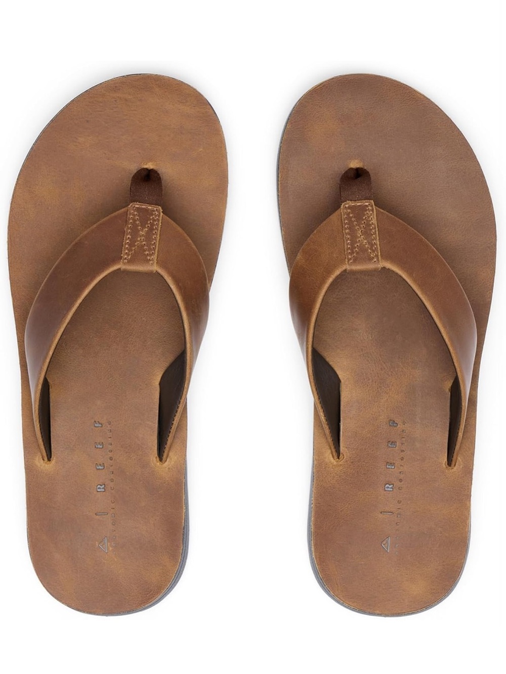 Reef Men's Brown Leather Flip Flops - Classic Tan Brown